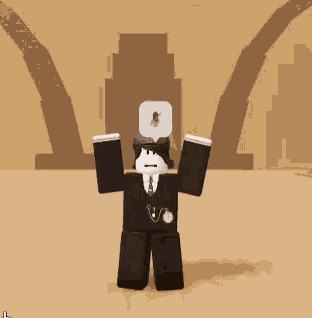 a cartoon character with a speech bubble on his head