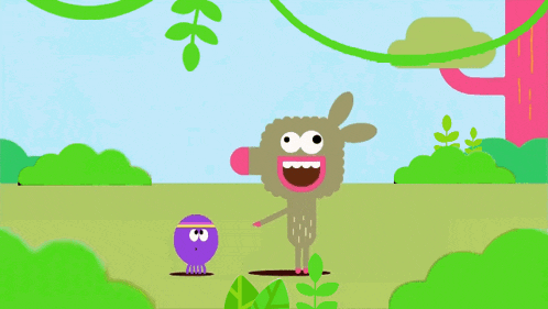 a cartoon drawing of a sheep and a frog