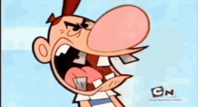 a cartoon character with a big nose and a gn logo