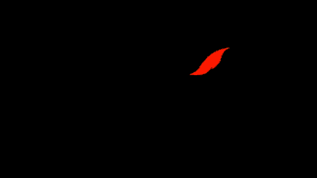 a cartoon drawing of a yellow and red flame on a black background