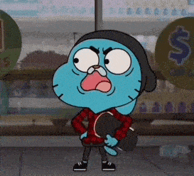 gumball from the amazing world of gumball is holding a skateboard in a store