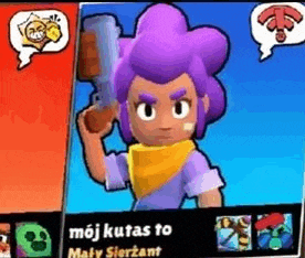 a cartoon character is holding a gun in a game .