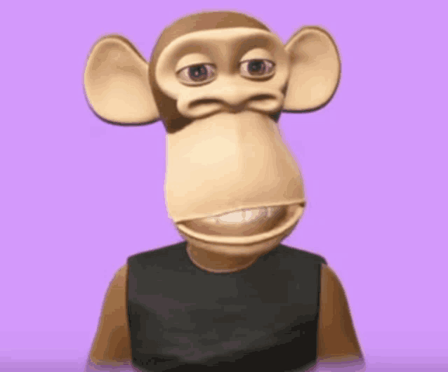 a cartoon monkey wearing a black shirt and smiling