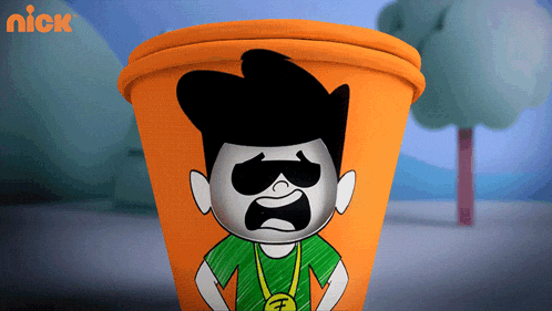 a cartoon of a boy wearing sunglasses and a green shirt with the word nick on the bottom right