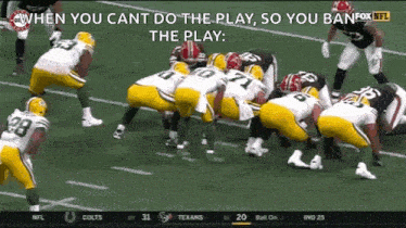 a football game is being played between the green bay packers and the texans .