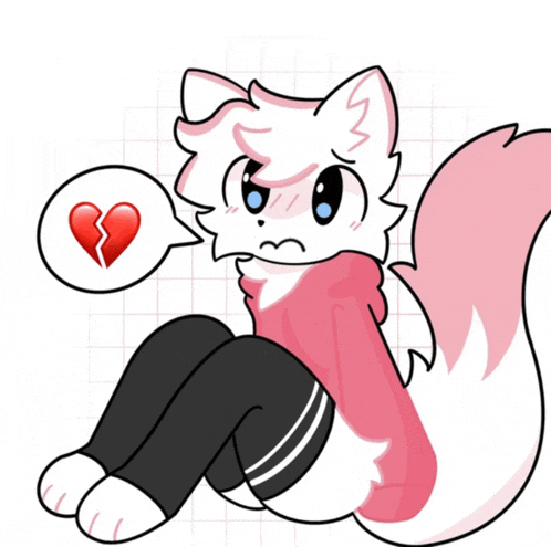 a drawing of a cat with a broken heart