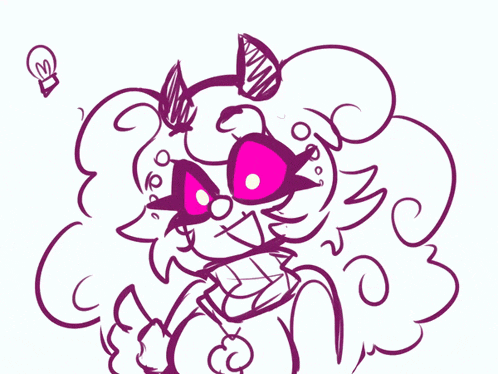 a black and white drawing of a cartoon character with pink glasses
