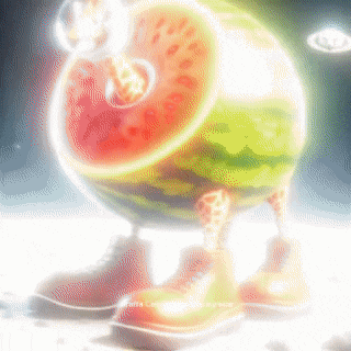 a cartoon illustration of a watermelon with feet
