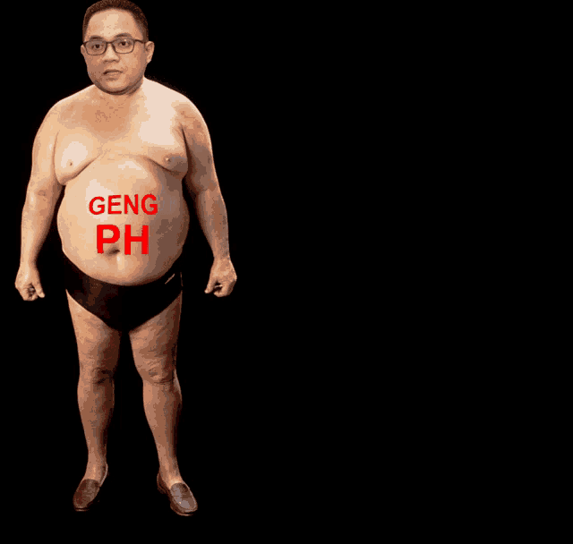 a picture of a fat man with the words inilah hasil makan duit haram perut buncit