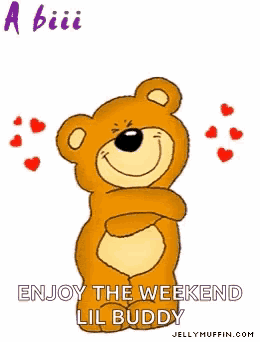 a cartoon teddy bear says " a big hug ... from me to u "