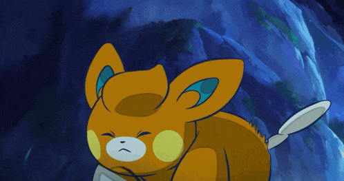 a cartoon drawing of a cat with a blue background