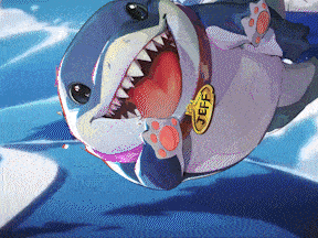 a cartoon shark with a collar that says jefe on it