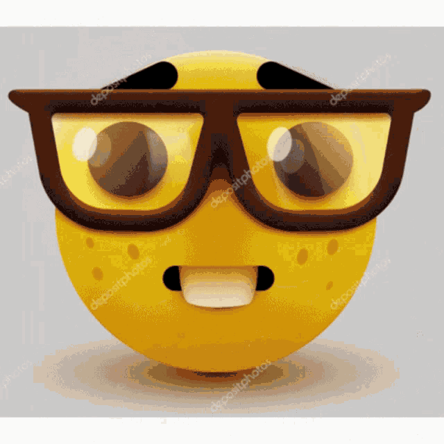 a yellow smiley face with glasses on it