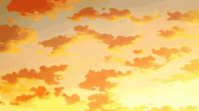 a painting of a cloudy sky with the name mashirin on the bottom right
