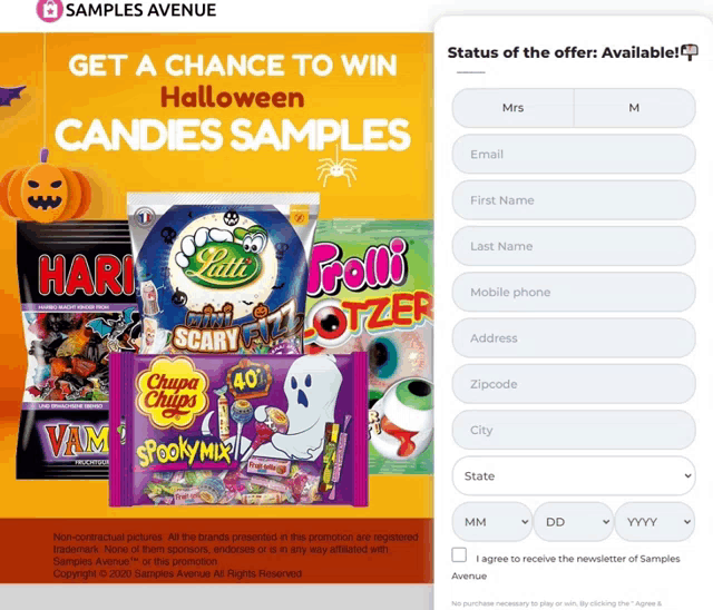 samples avenue offers samples of halloween candies