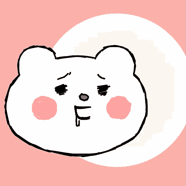 a cartoon drawing of a white bear with a sad look on its face