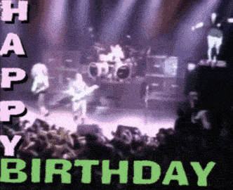 a birthday card with a picture of a band on stage