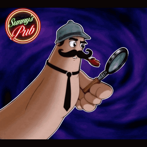 a poster for sunny 's pub with a cartoon character