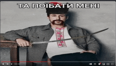 a man with a beard is holding a sword and wearing a hat that says ta poibati meri