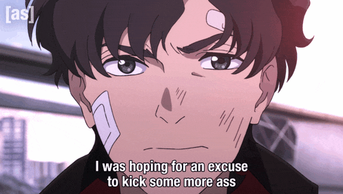 a man with a bandage on his face is talking about kicking some more ass