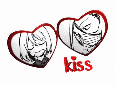 a couple of heart shaped mirrors with the word kiss on the bottom