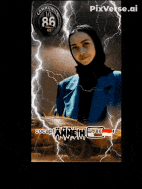 a picture of a woman with lightning and the number 86