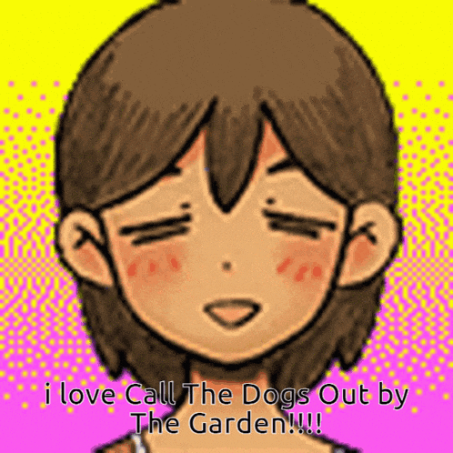 a cartoon of a girl with the words " i love call the dogs out by the garden "