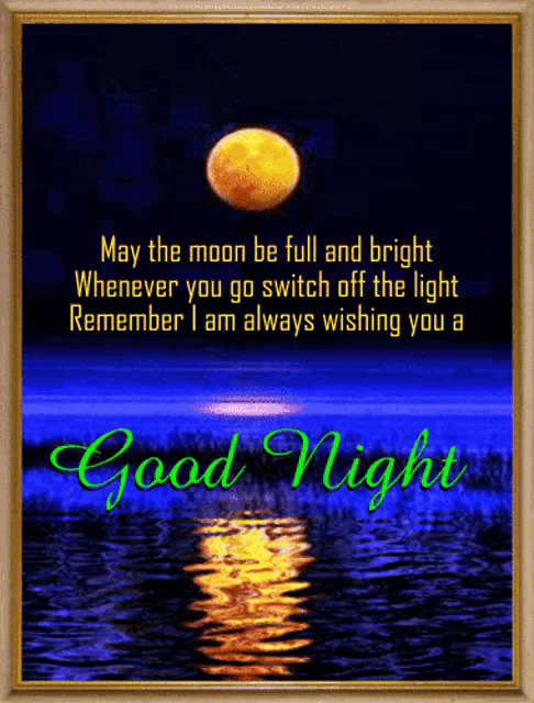 a picture of a full moon with the words good night