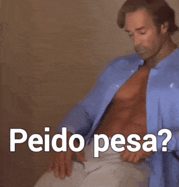 a shirtless man with the words peido pesa written on the bottom