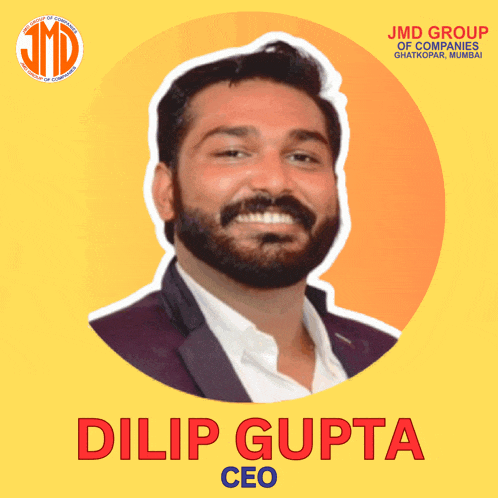 a man with a beard and the name dilip gupta on the bottom
