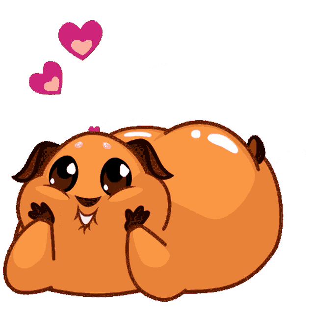 a cartoon drawing of a dog with hearts coming out of it 's mouth