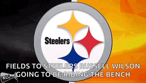 the logo for the steelers is shown on a yellow and black background