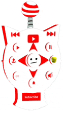 a remote control with a smiley face on it and a subscribe button .
