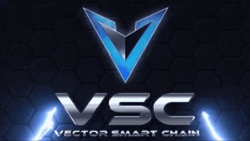 a logo for vector smart chain with a blue v