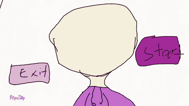 a drawing of a person with the words exit and start written on them