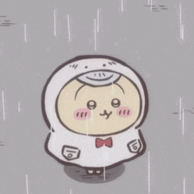 a drawing of a person in a cow costume in the rain