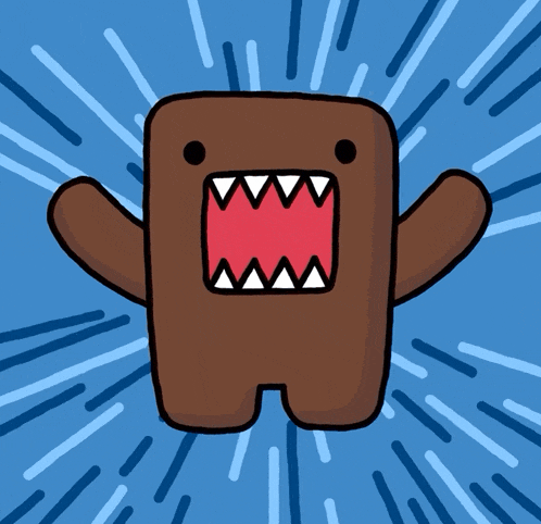 a cartoon drawing of a monster with its mouth open