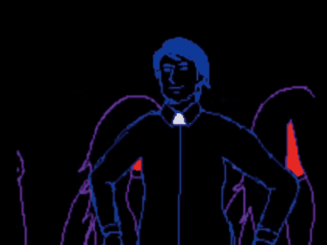 a pixel art drawing of a man in a suit