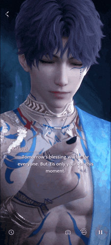a screenshot of a video game that says tomorrow 's blessing will be for everyone but it 's only yours this moment