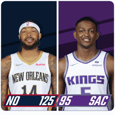 two basketball players from the new orleans and the kings are standing next to each other
