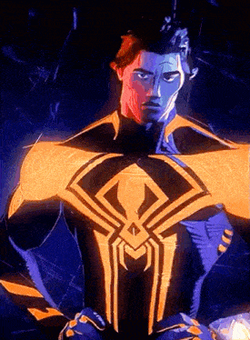 a cartoon of a man in a superhero costume with a spider on his chest