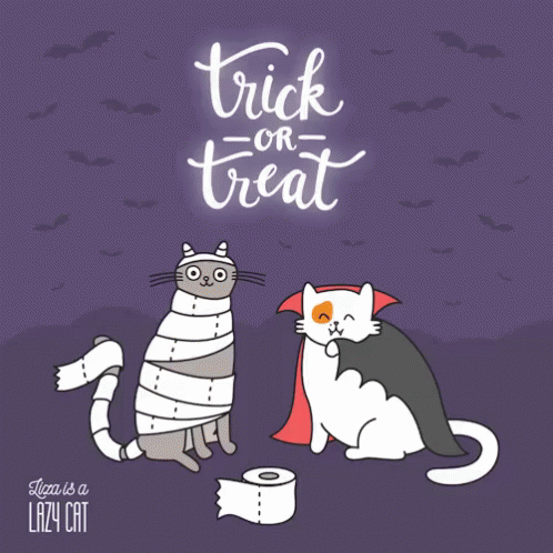 Halloween Cat - Trick Or Treat GIF - Halloween Cat Trick Or Treat Lazy Costume GIFs
