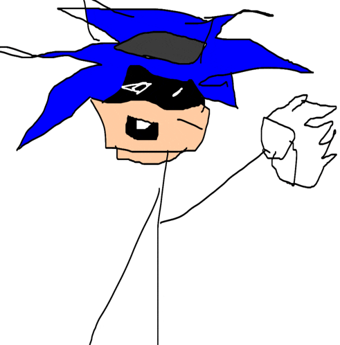 a drawing of sonic the hedgehog wearing a mask