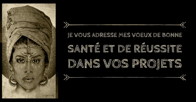 a drawing of a woman with the words je vous adresse mes voeux de bonne