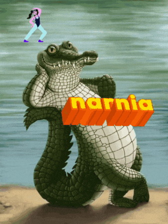 a crocodile with the word narnia written on it