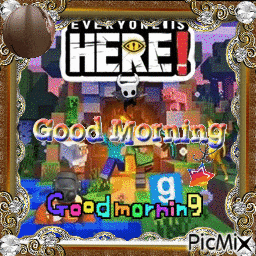 a picture of a video game that says good morning on it