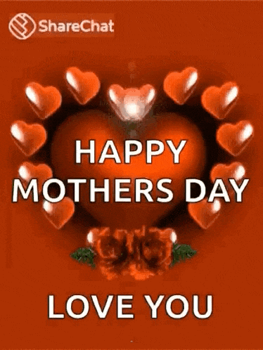 a happy mother 's day greeting card with hearts around a heart and the words `` happy mothers day love you '' .