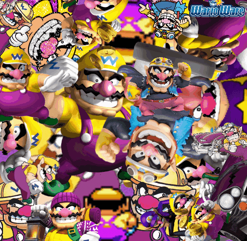 a collage of cartoon characters with the word wario on the bottom right