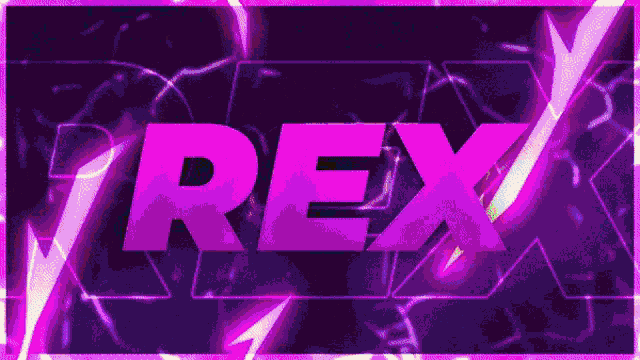 a purple and pink logo that says rex on it