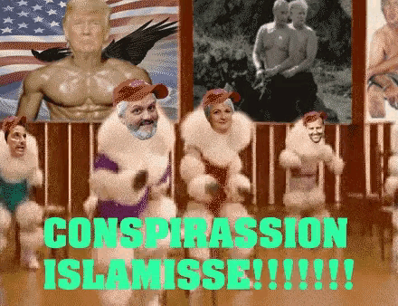 a poster that says ' conspirasion islamisse !!! ' on it